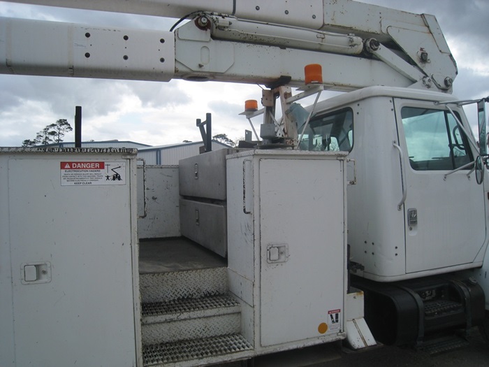 Curb entrance on bucket truck.