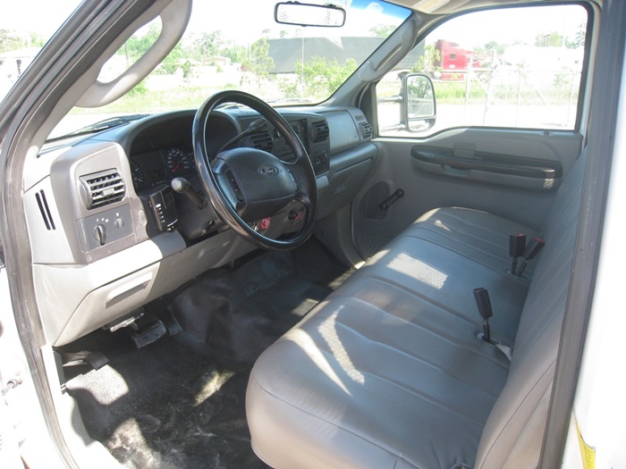 Bench seat in bucket truck.