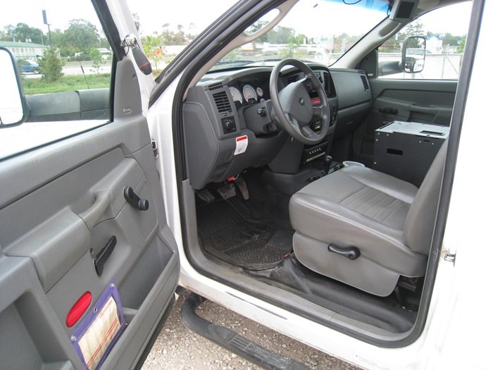 Bucket truck with bucket seats.