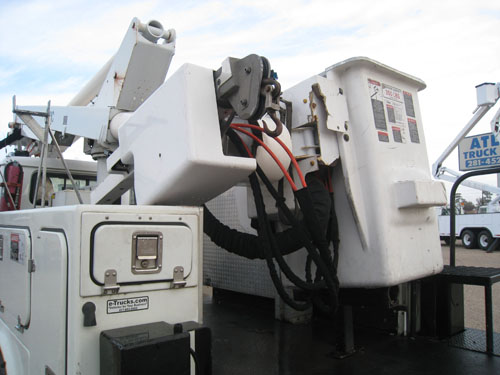 Fiberglass body bucket truck.