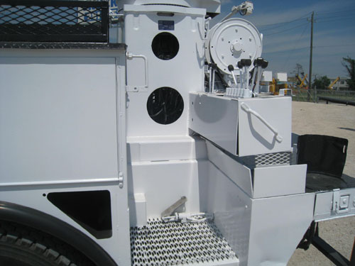 White digger truck.