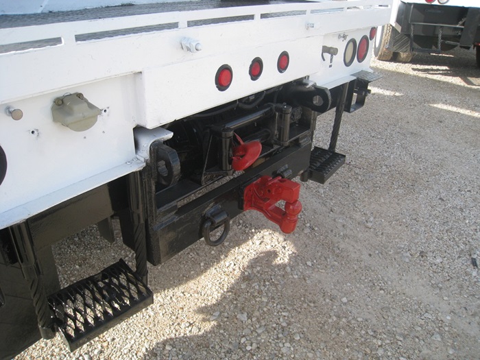 Rear winch on bucket truck.